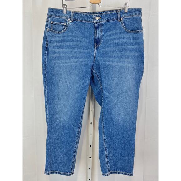 TALBOTS Everyday Relaxed Jeans Zip Fly Medium Wash Blue Petite Plus 18 18WP - Picture 1 of 10